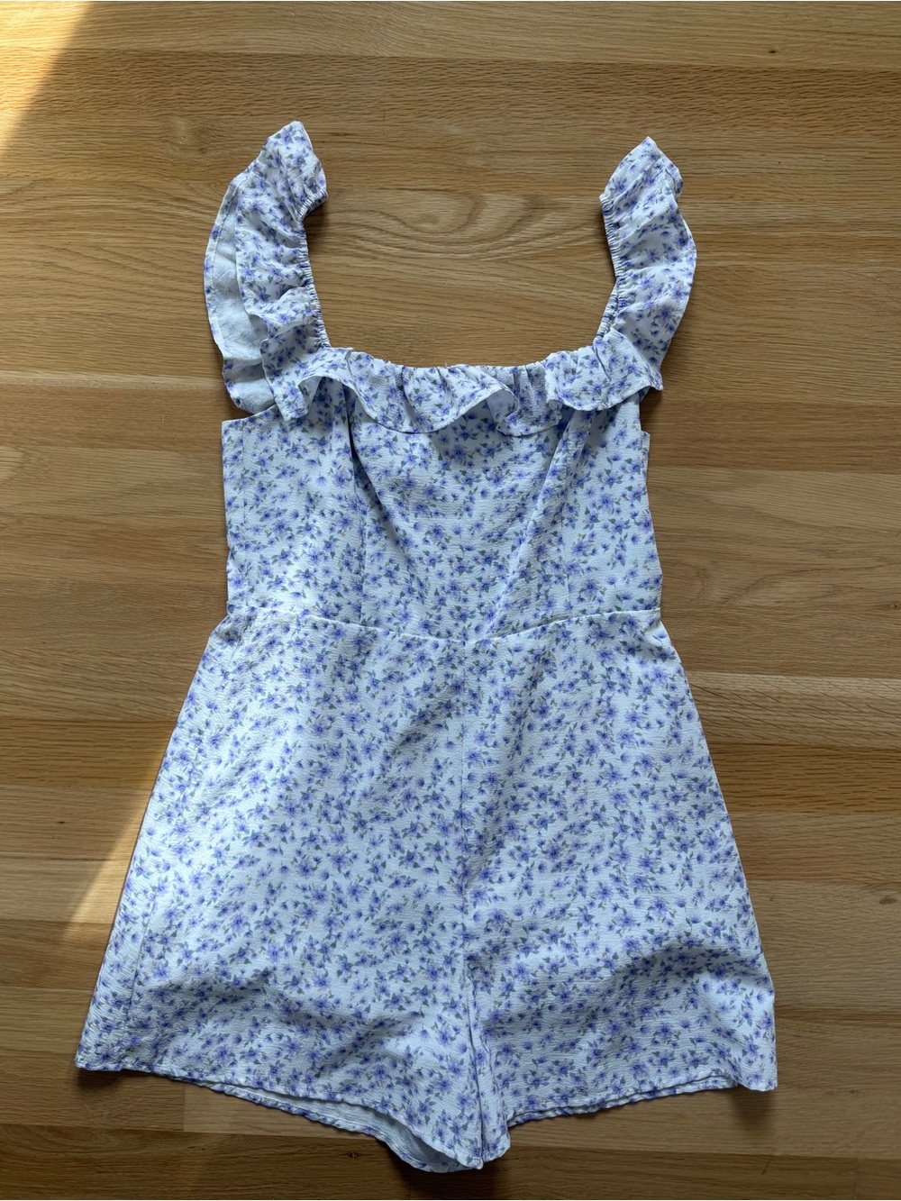 Elodie Lavender Floral Ruffle Strap Romper